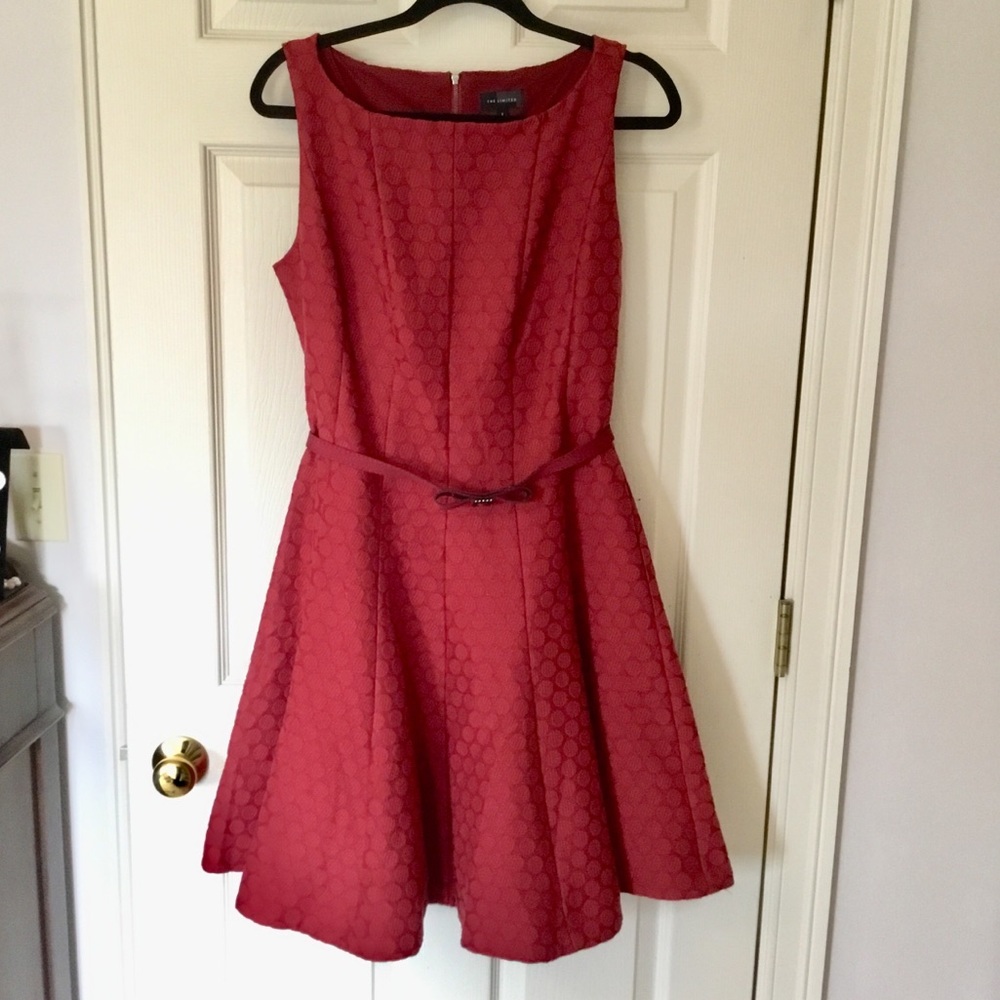 The Limited Pinkish Red Sleeveless Fit & Flare Belted Dress - Size 8